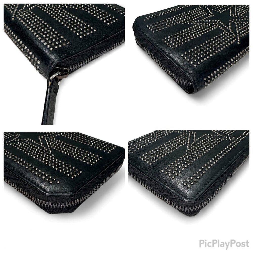 Women's Jimmy Choo Black Leather Wallet - Star Patterned Mini Studs - Picture 3 of 16